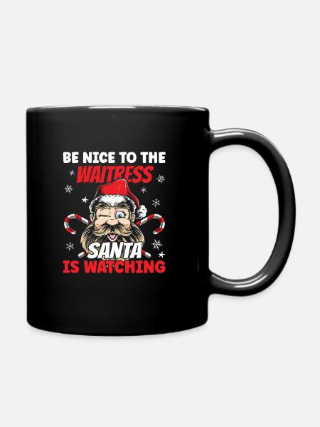 Waitress Santa Is Watching - Tasse einfarbig - Schwarz