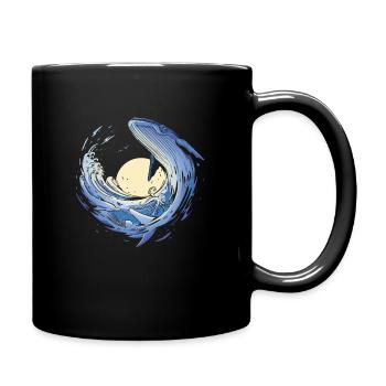 Wal Wale Ozean Blauwal Buckelwal - Tasse einfarbig - Schwarz - Rechts