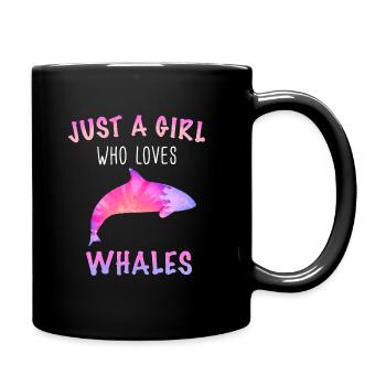 Wal Wale Ozean Blauwal Buckelwal - Tasse einfarbig - Schwarz - Rechts