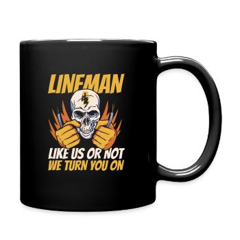 Lineman Elektrokabel Strommast Elektriker - Tasse einfarbig - Schwarz - Rechts