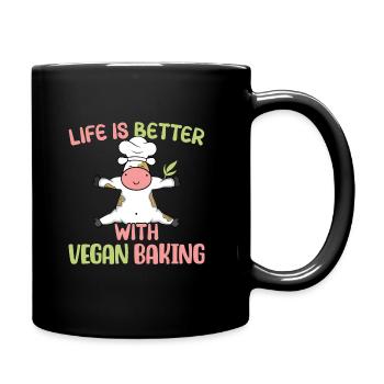 Life is better with Vegan Baking - Tasse einfarbig - Schwarz - Rechts