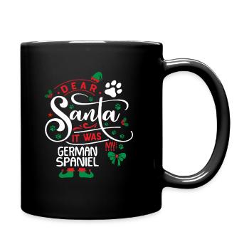 Weihnachten Santa Hunderasse Deutscher Spaniel - Tasse einfarbig - Schwarz - Rechts