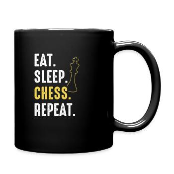 Schach Schachspieler - Tasse einfarbig - Schwarz - Rechts