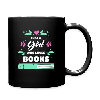 Bücher Buch lesen Bücherei Bibliothek Bücherwurm - Tasse einfarbig - Schwarz - Rechts