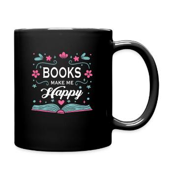 Bücher Buch lesen Bücherei Bibliothek Bücherwurm - Tasse einfarbig - Schwarz - Rechts