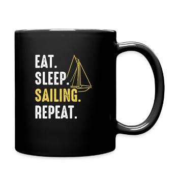Segelboot Boot Captain Sail - Tasse einfarbig - Schwarz - Rechts