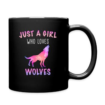 Wolf Wölfe Tier Jaulen - Tasse einfarbig - Schwarz - Rechts