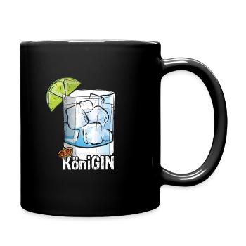 KöniGIN - Geschenk für Gin Liebhaberin Verkostunge - Tasse einfarbig - Schwarz - Rechts