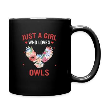Owl Bird Animal Owls - Full Colour Mug - black - Right
