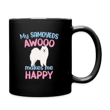 My Samoyeds AWOOO makes me happy - Full Colour Mug - black - Right