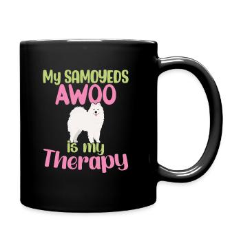 My Samoyeds AWOOO is my Therapy - Full Colour Mug - black - Right