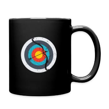 Bogenschießen Herzschlag Pfeil & Bogen Geschenk - Tasse einfarbig - Schwarz - Rechts