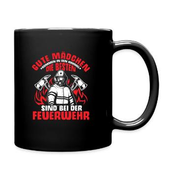 Die Besten Mädchen Feuerwehr Feuerwehrfrau Spruch - Tasse einfarbig - Schwarz - Rechts