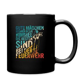 Die Besten Mädchen Feuerwehr Feuerwehrfrau Spruch - Tasse einfarbig - Schwarz - Rechts