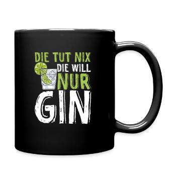 Gin Ginsprüche Cocktail Geschenk für Gin Liebhaber - Tasse einfarbig - Schwarz - Rechts