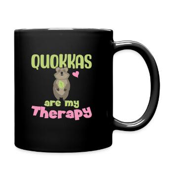 Quokkas are my Therapy - Grinsendes Quokka - Tasse einfarbig - Schwarz - Rechts