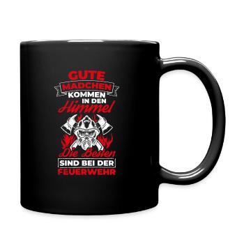 Die Besten Mädchen Feuerwehr Feuerwehrfrau Spruch - Tasse einfarbig - Schwarz - Rechts
