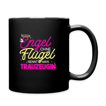 Junggesellinnenabschied Brautjungfer Hochzeit Trau - Tasse einfarbig - Schwarz - Rechts
