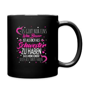 Beste Schwester Beste Tante Spruch Schwangerschaft - Tasse einfarbig - Schwarz - Rechts