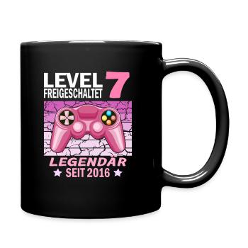 7. Geburtstag Gamer zocken Geburtstjahr 2016 - Tasse einfarbig - Schwarz - Rechts
