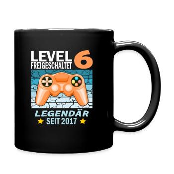 6. Geburtstag Gamer zocken Geburtstjahr 2017 - Tasse einfarbig - Schwarz - Rechts