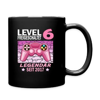 6. Geburtstag Gamer zocken Geburtstjahr 2017 - Tasse einfarbig - Schwarz - Rechts
