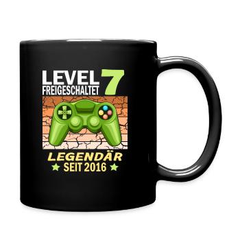 7. Geburtstag Gamer zocken Geburtstjahr 2016 - Tasse einfarbig - Schwarz - Rechts