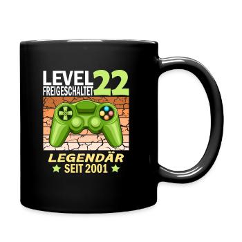22. Geburtstag Gamer zocken Geburtstjahr 2001 - Tasse einfarbig - Schwarz - Rechts