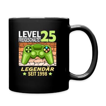 25. Geburtstag Gamer zocken Geburtstjahr 1998 - Tasse einfarbig - Schwarz - Rechts