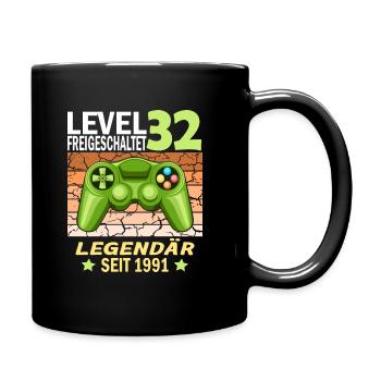 32. Geburtstag Gamer zocken Geburtstjahr 1991 - Tasse einfarbig - Schwarz - Rechts