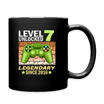 7. Geburtstag Gamer zocken Geburtstjahr 2016 - Tasse einfarbig - Schwarz - Rechts