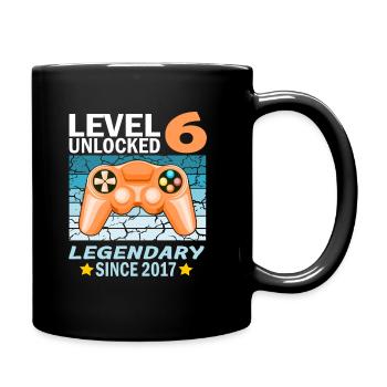 6. Geburtstag Gamer zocken Geburtstjahr 2017 - Tasse einfarbig - Schwarz - Rechts