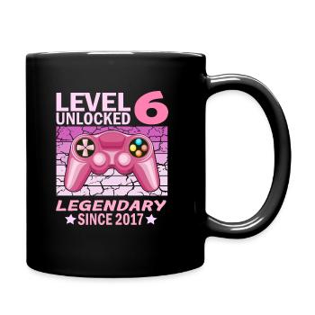 6. Geburtstag Gamer zocken Geburtstjahr 2017 - Tasse einfarbig - Schwarz - Rechts