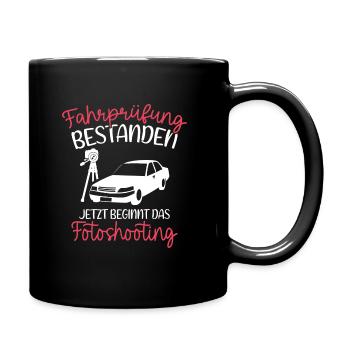 Fahrprüfung Bestanden Führerschein Fahrschüler Aut - Tasse einfarbig - Schwarz - Rechts
