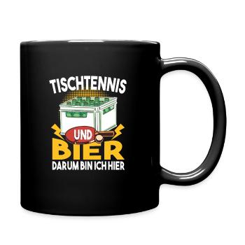 Tischtennis und Bier darum bin ich hier Bierkasten - Tasse einfarbig - Schwarz - Rechts