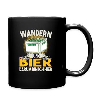 Wandern und Bier darum bin ich hier Bierkasten - Tasse einfarbig - Schwarz - Rechts