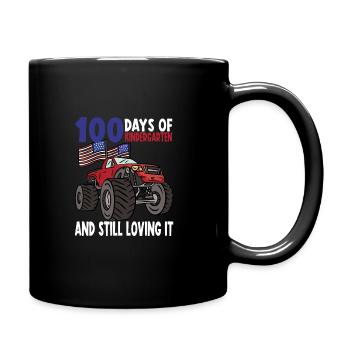 100 Days Of Kindergarten Mosnter Trucks - Full Colour Mug - black - Right