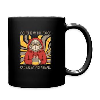 Les chats et le café, les deux choses qui me font ressentir - Mug uni - noir - Droite