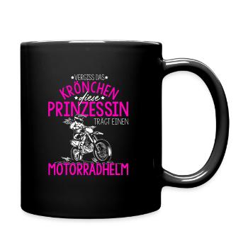 Bikerin Motorradfahrerin Kein Krönchen Geschenk Bi - Tasse einfarbig - Schwarz - Rechts