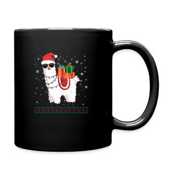 Weihnachten Alpaka Lustiges Geschenk Lama - Tasse einfarbig - Schwarz - Rechts