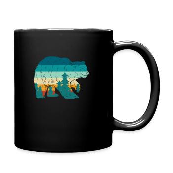 Bear Retro Forest Nature Wanderer Forester Gift - Full Colour Mug - black - Right