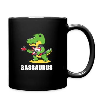 Bassaurus T-Rex Bass Dinosaurier Rock Bassist - Tasse einfarbig - Schwarz - Rechts