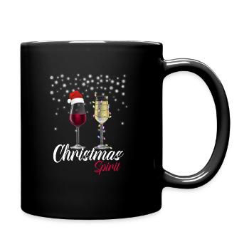 Christmas Spirit Christmas Red Wine - Full Colour Mug - black - Right