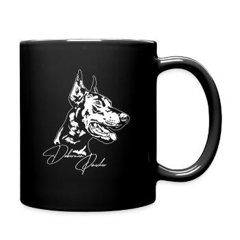 Doberman Pinscher Chien Portrait Chiens Wilsigns - Mug uni - noir - Droite