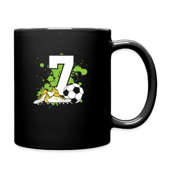 Football Birthday 7 Years Old Young Children - Full Colour Mug - black - Right