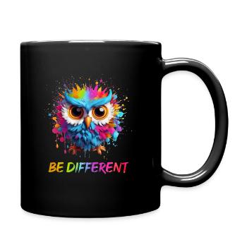 LUSTIGE BUNTE EULE - Tasse einfarbig - Schwarz - Rechts