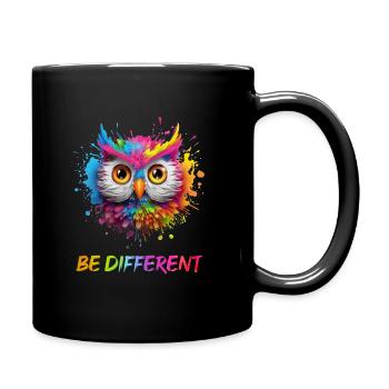 LUSTIGE BUNTE EULE - Tasse einfarbig - Schwarz - Rechts