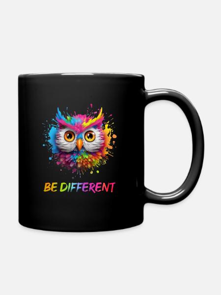 LUSTIGE BUNTE EULE - Tasse einfarbig - Schwarz