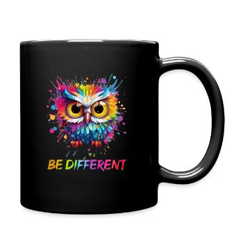 LUSTIGE BUNTE EULE - Tasse einfarbig - Schwarz - Rechts