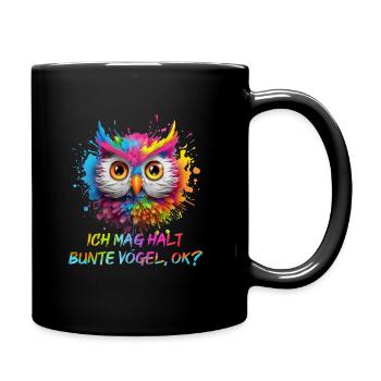 LUSTIGE BUNTE EULE - Tasse einfarbig - Schwarz - Rechts